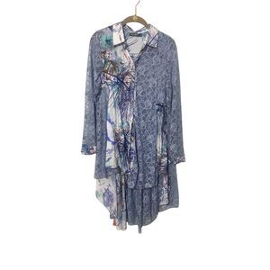 Dor Dor Women's Floral Lacey‎ mixed media  Blouse Multicolor Boho  Size M